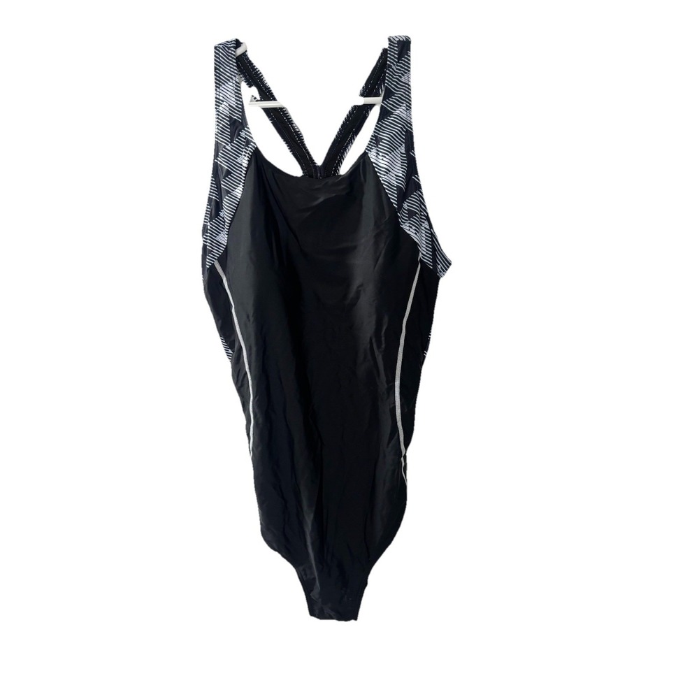 ATTRACO Womens 3X One Piece Swimsuit Swimwear‎ BLACK/WHITE NEW NWT